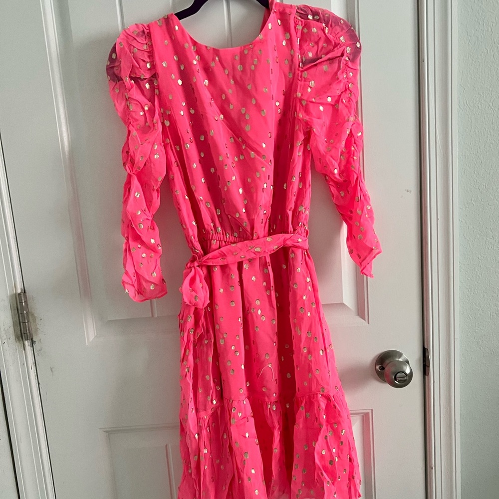 NWT LILLY PULITZER PINK AND GOLD POLKADOT DRESS